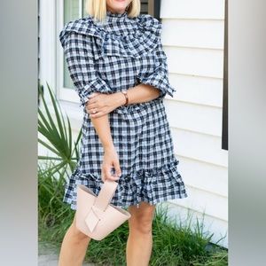 Ganni plaid ruffle dress